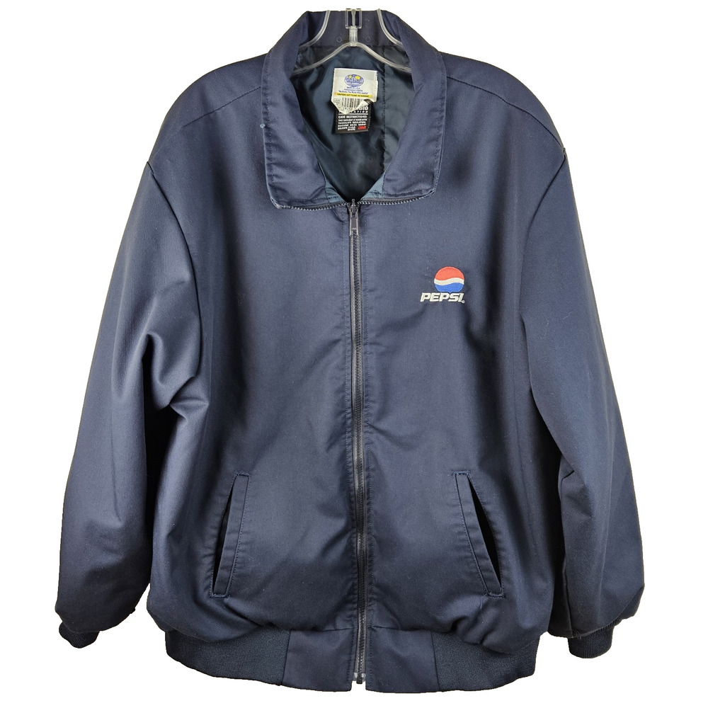 Vtg 80s Riverside Pepsi Jacket Mens XL Full Zip Work Long Sleeve Blue Insulated